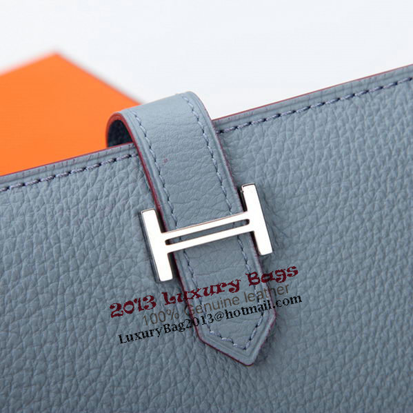 Hermes Bearn Japonaise Bi-Fold Wallet Grainy Leather A208 SkyBlue Hermes Bearn Japonaise Bi-Fold Wallet Grainy Leather A208 SkyBlue