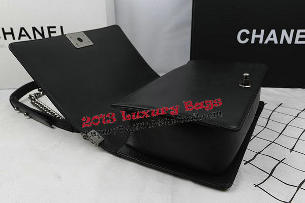 Boy Chanel Flap Bags Original Black Sheepskin Leather A67088 Silver Boy Chanel Flap Bags Original Black Sheepskin Leather A67088 Silver