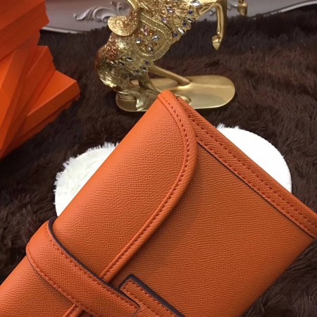 Hermes Togo Leather Clutch H88017 Orange Hermes Togo Leather Clutch H88017 Orange