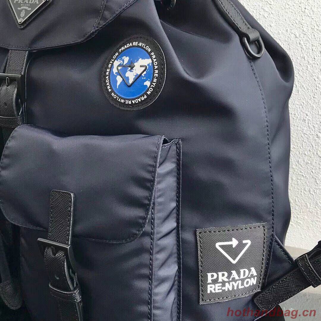 Prada Re-Nylon backpack 1BZ811 black&blue Prada Re-Nylon backpack 1BZ811 black&blue
