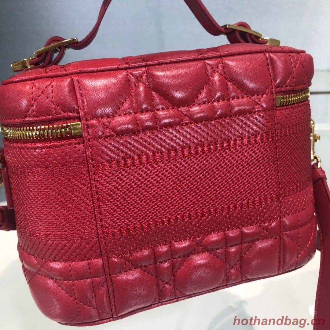 DIOR SMALL DIORTRAVEL VANITY CASE Cannage Lambskin S5488U red