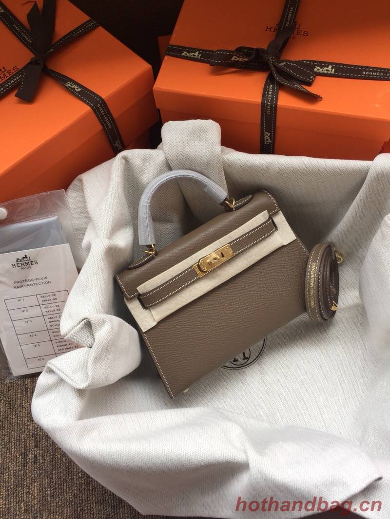 Hermes Kelly 19cm Shoulder Bags Epsom Leather KL19 dark grey Hermes Kelly 19cm Shoulder Bags Epsom Leather KL19 dark grey