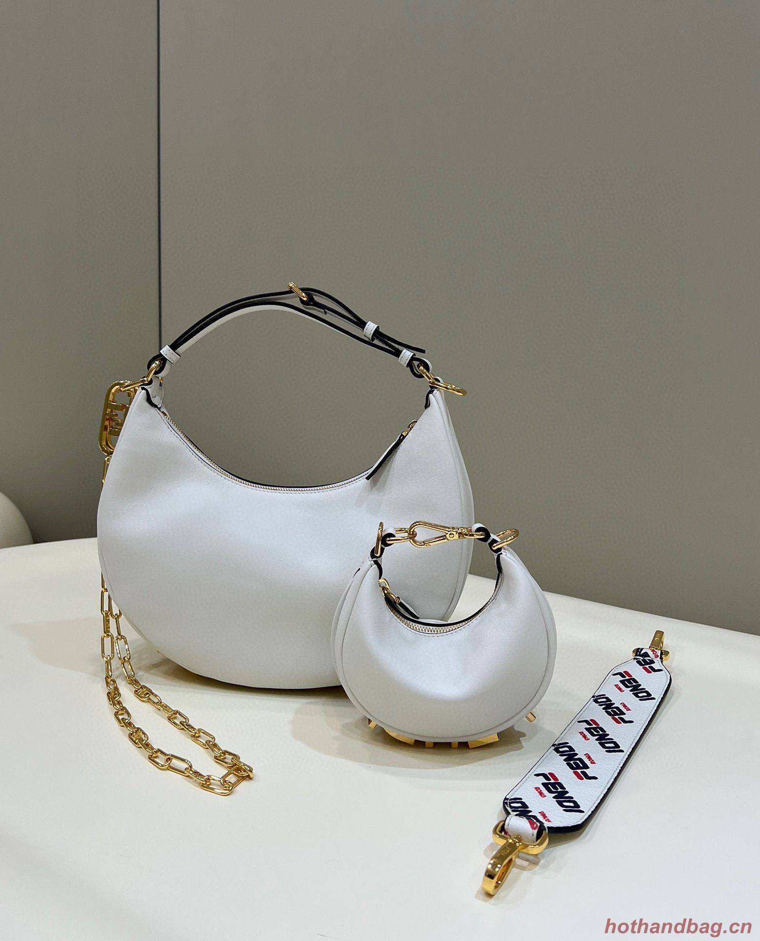 Fendi Praphy Original Leather Big Logo Bag 80056M White Fendi Praphy Original Leather Big Logo Bag 80056M White