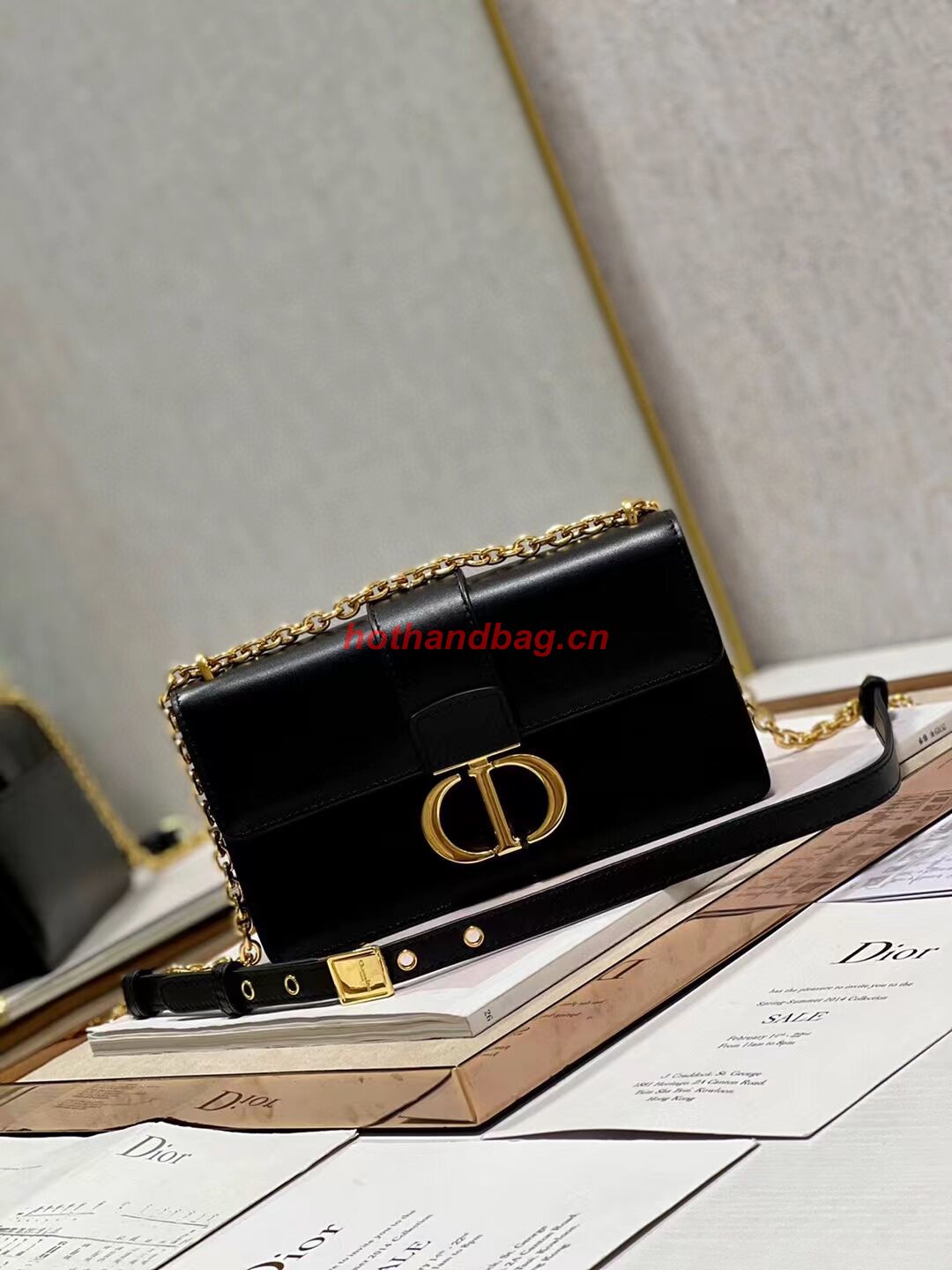 DIOR 30 MONTAIGNE EAST-WEST BAG WITH CHAIN Calfskin M9334 black DIOR 30 MONTAIGNE EAST-WEST BAG WITH CHAIN Calfskin M9334 black