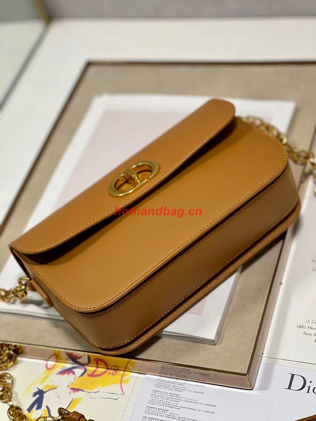 Dior 30 MONTAIGNE AVENUE BAG Dusty Box Calfskin M9260 BROWN Dior 30 MONTAIGNE AVENUE BAG Dusty Box Calfskin M9260 BROWN
