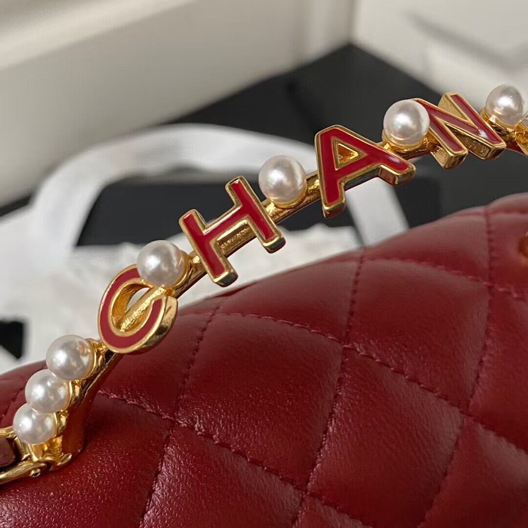 CHANEL 22B Kelly Pearl Top Handle Bag AP3513 Wine CHANEL 22B Kelly Pearl Top Handle Bag AP3513 Wine