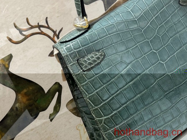 Hermes original Kelly Crocodile Leather 5525 gray&blue