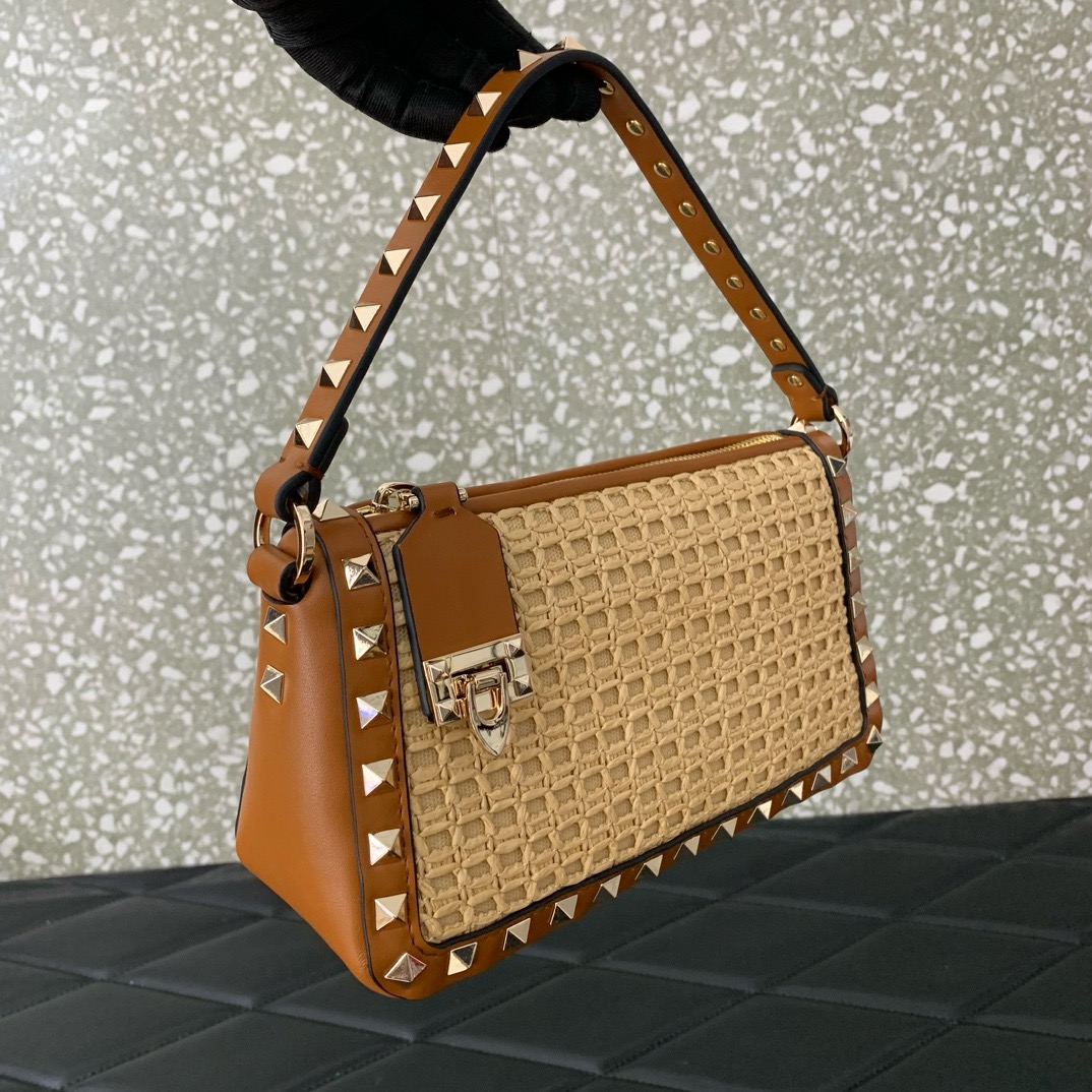 VALENTINO VLOGO SIGNATURE RAFFIA Mini Shoulder Bag 03111 brown VALENTINO VLOGO SIGNATURE RAFFIA Mini Shoulder Bag 03111 brown