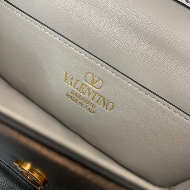 VALENTINO LOCO Small handbag in laminated calfskin WB0K53 Silver