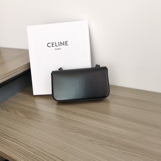 Celine CHAIN SHOULDER BAG TRIOMPHE IN SHINY CALFSKIN 197992 black&black Hardware