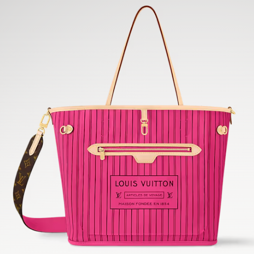 Louis Vuitton Neverfull Bandouliere Inside Out MM M12257 Monogram&Rose Pondichery