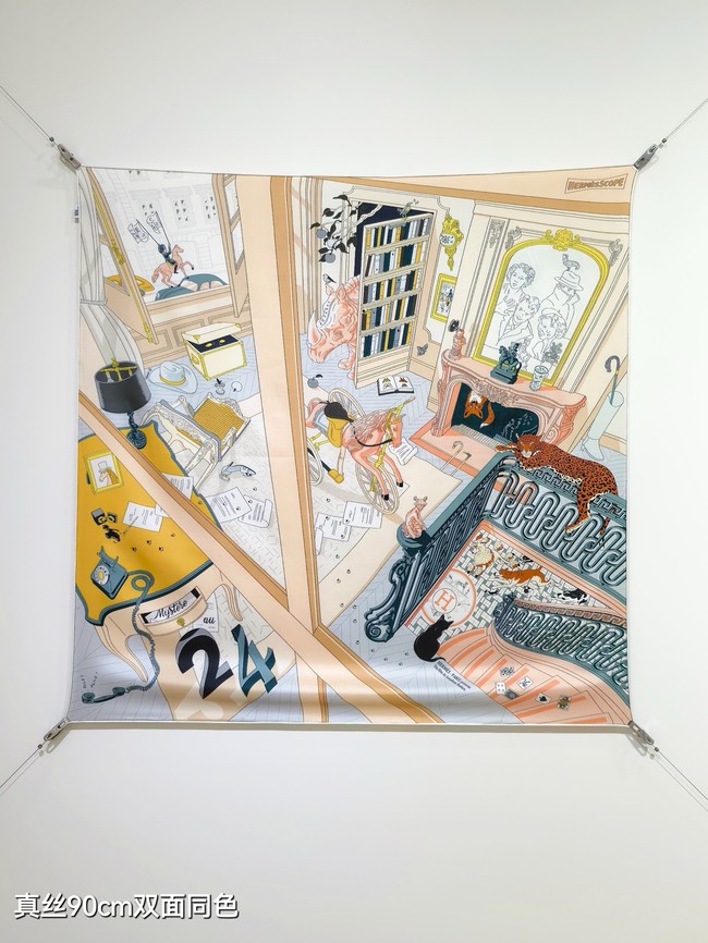 Hermes 90 Square Scarf Silk Twill KY163