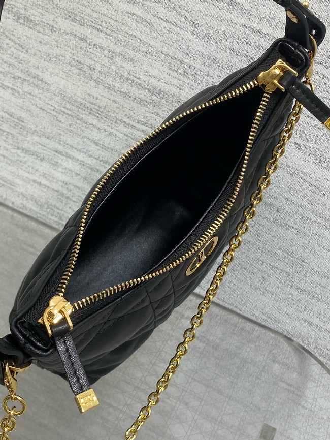 Miss Caro Diorling Mini Bag with Chain Black Macrocannage Lambskin S5253U