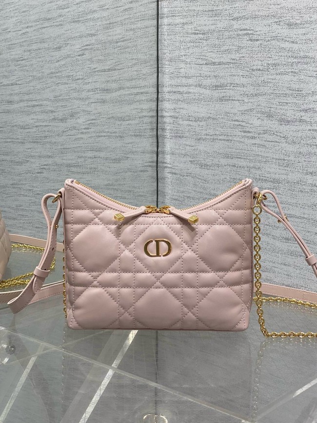 Miss Caro Diorling Mini Bag with Chain Powder Pink Macrocannage Lambskin S5253U