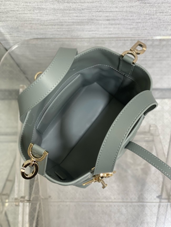Small Dior Toujours Vertical Tote Bag Macrocannage Crinkled Calfskin M2835 gray