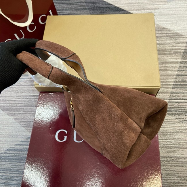 Gucci Beatrix medium tote bag suede 850926 dark brown suede