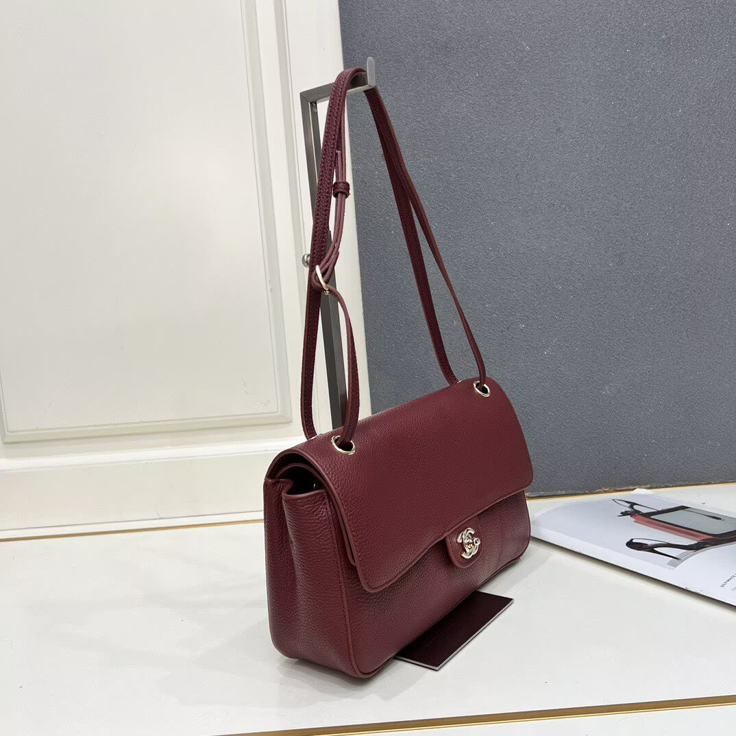 Chanel 26SS Original Leather Tote Shopping Bag 1A013 Burgundy