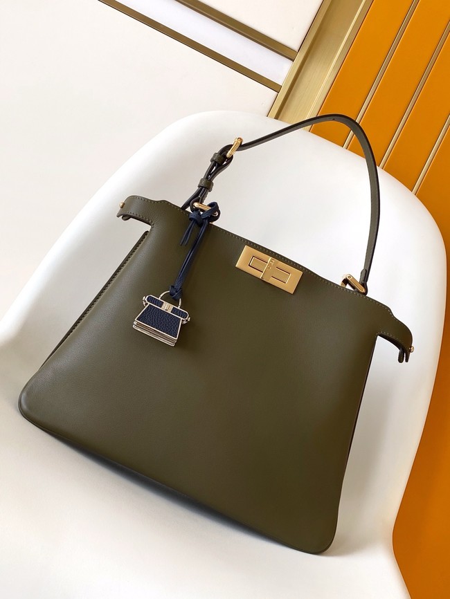 FENDI Way Medium Cowhide Bag 8BN367 khaki