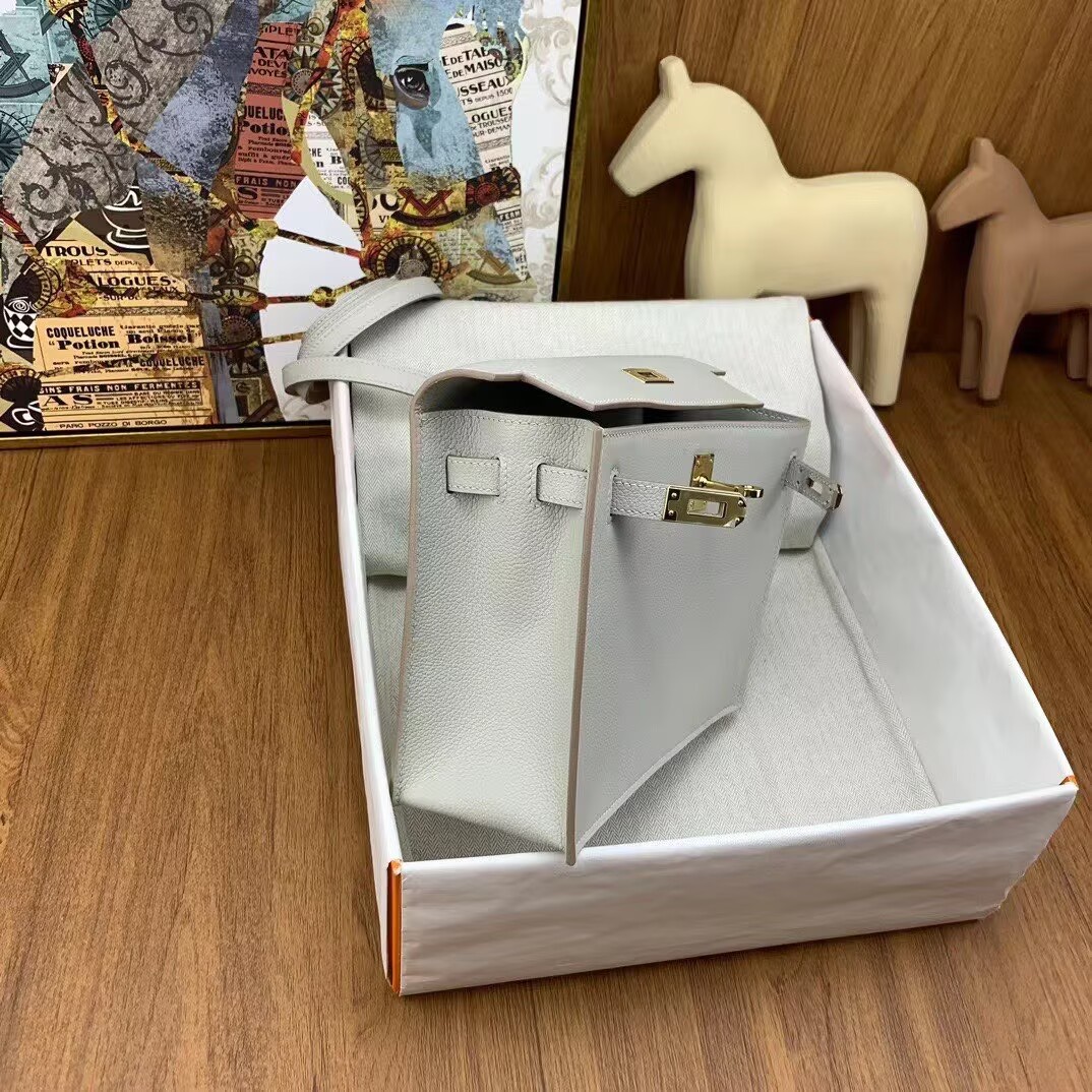Hermes Kelly Danse Original Evercolor Leather 22CM KL22 Light Gold-Tone